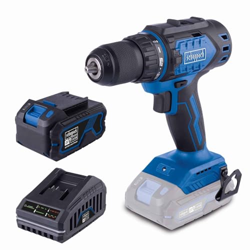Scheppach Akku Bohrschrauber BC-DD60-X Akkuschrauber Bürstenlos mit 4Ah Starter Kit | Drehmoment 60Nm | Schnellspannfutter 1,5-13mm | Drehmomentstufen 25+1 | LED-Licht & Gürtelclip | 20V-IXES-Serie von Scheppach