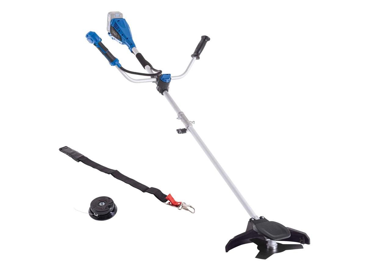 Scheppach Akku-Freischneider BC-BCH330/20-X, 25,5 cm Arbeitsbreite Messer, 33 cm Arbeitsbreite Faden, (3 St., ohne Akku und Ladegerät), inkl. Doppelfaden-Spule mit Tippautomatik & Schultergurt von Scheppach