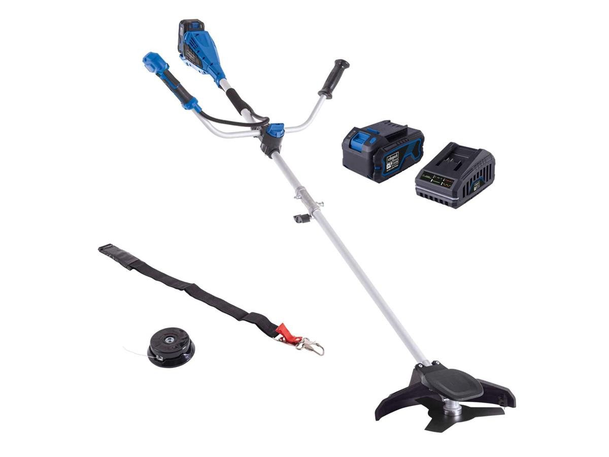 Scheppach Akku-Freischneider BC-BCH330/20-X -SET L, 25,5 cm Arbeitsbreite Messer, 40 cm Arbeitsbreite Faden, (Set, 5 St., Set), inkl. Starter-Kit SBSK4.0 4,0 Ah Akku und 2,4 A Ladegerät von Scheppach