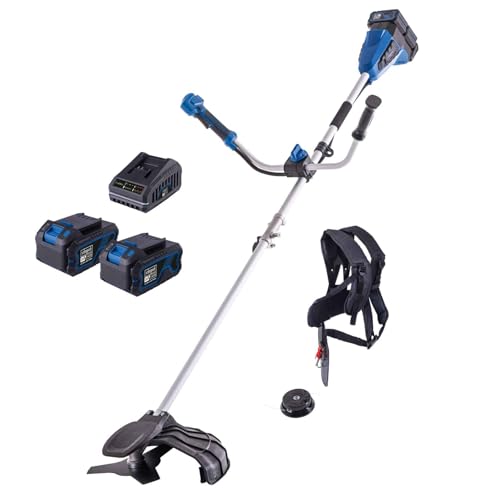 Scheppach Akku-Freischneider BC-BCH380/40-X SET L2 Brushless | Schnittbreite Rasentrimmer 38cm / Motorsense 25,5cm | Faden 4 m/1,6 mm | 2x20V | 20V-IXES-Serie | inkl. 2x4Ah Akku + 2,4A Doppelladegerät von Scheppach