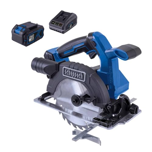 Scheppach Akku-Handkreissäge BC-HCS165-X 20V Brushless | SägeblattØ 165mm | Schnitthöhe 90°/45° - 55/40mm | Schwenkbereich 45° | 20V-IXES-Serie | LED-Leuchte & Softstart | mit 4Ah Akku & Ladegerät von Scheppach