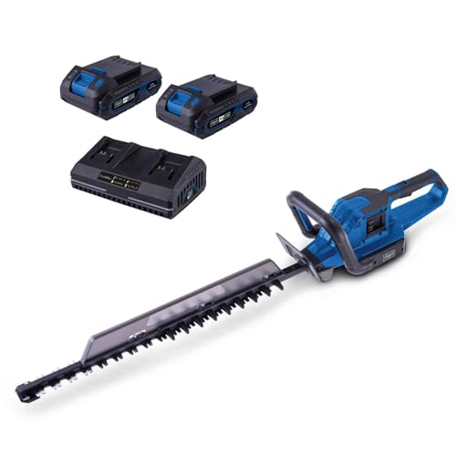 Scheppach Akku Heckenschere BC-HT720-X 20V Brushless Heckentrimmer | Schnittlänge 650mm | Schnittstärke 30mm | 20V-IXES-Serie | 2700 Schnitte/Min | mit 2X 2Ah Akku & 2,4A Doppelladegerät von Scheppach