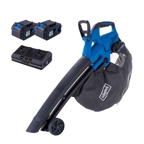 Scheppach Akku-Laubsauger/-bläser BC-BLV720-X 20V Brushless 3in1 Laubläser | Luftleistung 516 m³/h | Luftgeschwindigkeit 155 km/h | 20V-IXES-Serie | mit 2X 4Ah Akku & 4,5A Doppelladegerät von Scheppach
