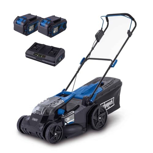 Scheppach Akku-Rasenmäher BC-MP430-X 20V Brushless Akkumäher | 43cm Schnittbreite | für 600-700 m2 | Schnitthöhenverstellung von 25–75mm | 50L Korb | 20V-IXES-Serie | mit 2x 4Ah Akku & Doppelladegerät von Scheppach