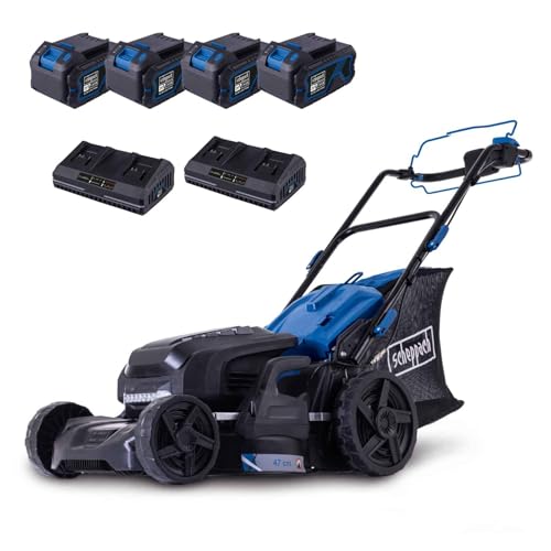 Scheppach Akku-Rasenmäher BC-MP470-X Brushless | Vario-Antrieb | Schnittbreite 47 cm | zentrale Schnitthöhenverstellung | 800 – 900 m² | 20-Volt-IXES-Serie | inkl. 4X 4Ah Akku und 2X 4,5A Ladegerät Scheppach Akku-Rasenmäher BC-MP470-X Brushless | Vario-Antrieb | Schnittbreite 47 cm | zentrale Schnitthöhenverstellung | 800 – 900 m² | 20-Volt-IXES-Serie | inkl. 4X 4Ah Akku und 2X 4,5A Ladegerät von Scheppach