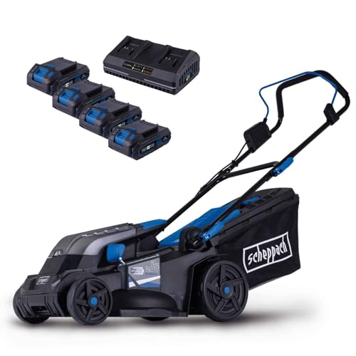 Scheppach Akku-RasenmäherBC-MP380-X - Set S4 inkl. 4X 2Ah Akku + Doppelladegerät 20V Brushless Akkumäher | 38cm Schnittbreite | 450-500 m² | Höhenverstellung 25–75mm | 45L Korb | 20V-IXES-Serie Scheppach Akku-RasenmäherBC-MP380-X - Set S4 inkl. 4X 2Ah Akku + Doppelladegerät 20V Brushless Akkumäher | 38cm Schnittbreite | 450-500 m² | Höhenverstellung 25–75mm | 45L Korb | 20V-IXES-Serie von Scheppach