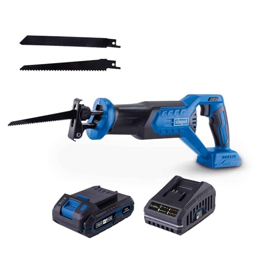 Scheppach Akku-Säbelsäge BC-RS250-X 20V Brushless Astsäge | Hublänge 28mm | 20V-IXES-Serie | Schnitttiefe 115mm (Holz), 20mm (Weichmetall), 90mm (Rohr) | Aufnahme 1/2" | mit 2Ah Akku & Ladegerät von Scheppach