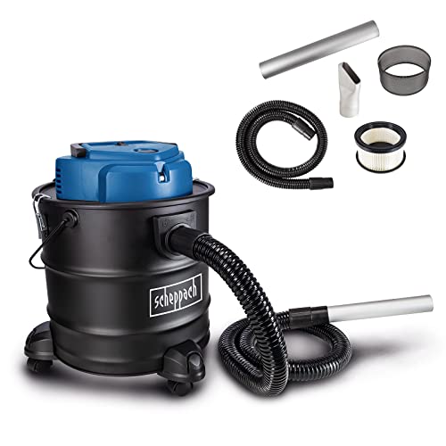 Scheppach Aschesauger AVC20 Kaminsauger Grillsauger mit Filterreinigungsfunktion | 150cm feuerfester Schlauch | 20L Behältervolumen | 1200W Leistung | Absaugleistung 20 kPa | inkl. Rund -& Flachdüse von Scheppach