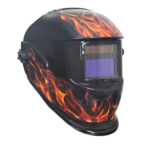 Scheppach Automatik Schweißhelm AWH-500FL | Flammen Design | Schweißermaske mit Solar Sensor | automatische & regelbare stufenlose Verdunklung | Solarzelle mit Akku | Reaktionszeit 0,2-0,83ms von Scheppach