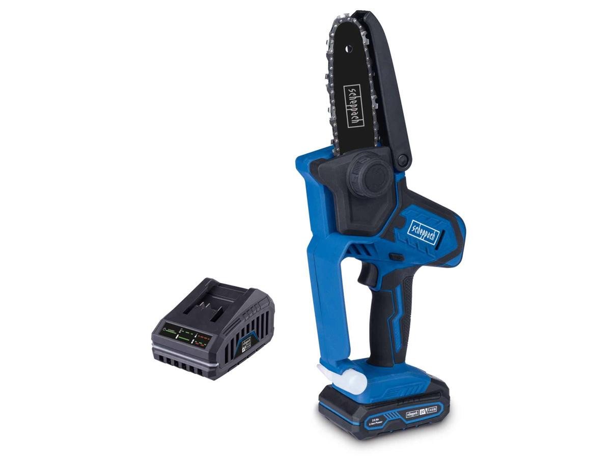 Scheppach Baum- und Strauchschneider C-PS100-X SET S, (Set, 3 St), Inklusive Starter-Kit 2.0 SBSK2.0 20 V 2,0 Ah Akku & 2,4 A Ladegerät von Scheppach