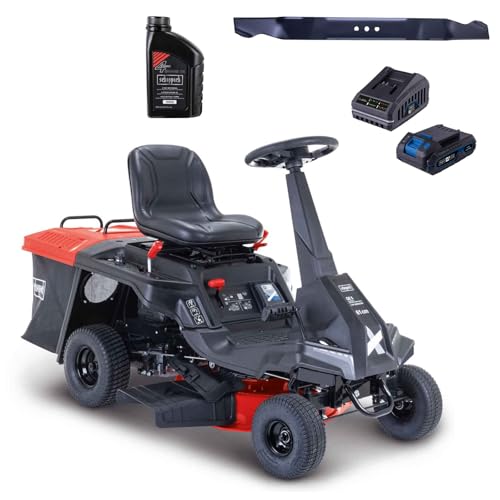 Scheppach Benzin Aufsitzmäher MR230-61 | 6PS | E-Start | 61cm Schnittbreite | 35-75mm Schnitthöhe | 150L Fangbox | 4xVor- / 1xRückwärtsgang | Rasentraktor Aufsitzrasenmäher mit Motoröl & Ersatzmesser von Scheppach