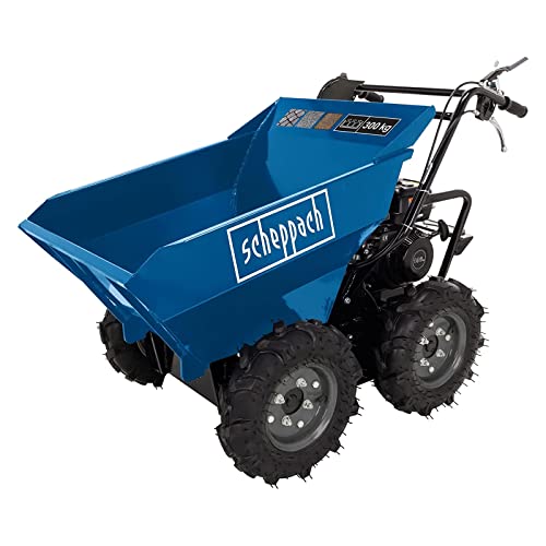 Scheppach Benzin Dumper DP3100 | 300kg & 5,6 PS Leistung | 3-Vorwärts-/1-Rückwärtsgang | Allradantrieb | Muldenkipper Motor-Schubkarre von Scheppach