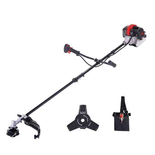 Scheppach Benzin Freischneider PBC330 Rasentrimmer & Motorsense 2in1 | Schnittbreite 430/255mm | Leistung 1,22PS | 2 Takt Motor mit 32,5cm³ Hubraum | Easy Start | mit Fadenspule, Messer & Schultergurt von Scheppach