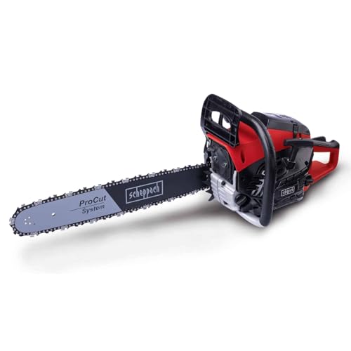 Scheppach Benzin Kettensäge PCS46 mit 45cm Schwertlänge & Easy Start | 2 Takt Motor - 2,4PS Leistung | 43cmØ Schnittstärke | 22 m/s Schnittgeschwindigkeit | 46cm³ Hubraum | autom. Kettenschmierung von Scheppach