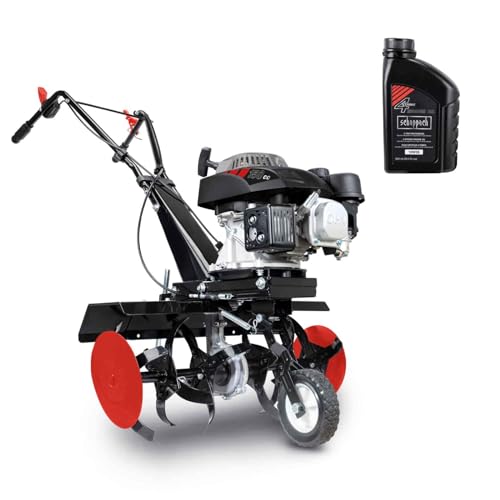 Scheppach Benzin Motorhacke MTP560 Bodenfräse inkl. Öl | 4 Takt Benzin Motor mit 3,7 PS Leistung | Arbeitsbreite 360-560mm | Arbeitstiefe 260mm | HackmesserØ 260mm | 24 Messer aus Stahlblech von Scheppach