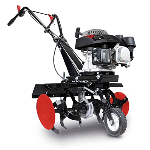 Scheppach Benzin Motorhacke MTP560 Gartenhacke Bodenfräse | 4 Takt Benzin Motor mit 3,7 PS Leistung | Arbeitsbreite 360-560mm | Arbeitstiefe 260mm | HackmesserØ 260mm | 24 Messer aus Stahlblech von Scheppach