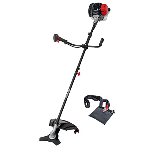 Scheppach Benzin Motorsense BCH5200PB | 2in1 - Freischneider & Rasentrimmer | Schnittbreite 450/255mm | 2 Takt Motor mit 1,8PS / 1300W | Schaftlänge 150cm | inkl. Schultergurt, Messer & Fadenspule von Scheppach