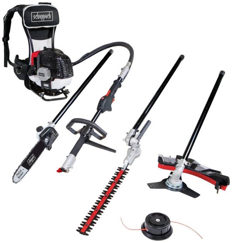Scheppach Benzin-Motorsense MFH5300-4BP 4in1 ProCut, 25,5 cm Arbeitsbreite Messer, 45 cm Arbeitsbreite Faden, (Set), Multifunktionswerkzeug 4in1 von Scheppach