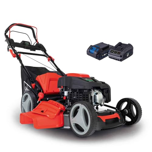Scheppach Benzin Rasenmäher MS225-53E mit E-Start | Radantrieb | 6PS | 53 cm Schnittbreite | 7-fache Schnitthöhenverstellung | 65 Liter Fangkorb | Reinigungsfunktion | Mulchfunktion | Seitenauswurf von Scheppach
