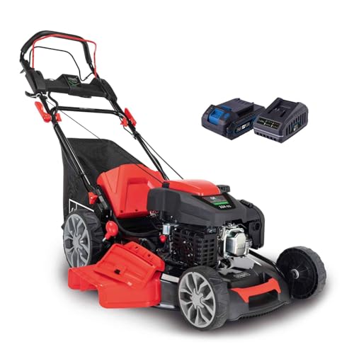 Scheppach Benzin Rasenmäher MS225-56E mit E-Start | Radantrieb | 6PS | 56 cm Schnittbreite | 7-fache Schnitthöhenverstellung | 65 Liter Fangkorb | Reinigungsfunktion | Mulchfunktion | Seitenauswurf von Scheppach