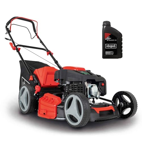 Scheppach Benzin Rasenmäher MS230-53 mit Radantrieb | 53cm Schnittbreite | 65L Fangbox | Höhenverstellung 7 Stufen | Seitenauswurf & Reinigungsfunktion | Mulchmäher | inkl. Motoröl von Scheppach