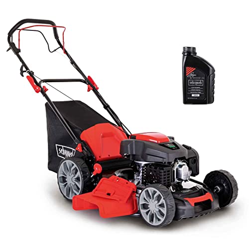 Scheppach Benzin Rasenmäher Mulchmäher MS225-56 inkl. Motoröl | Radantrieb | 4Takt Motor mit 6PS | 56cm XXL-Schnittbreite | 65L Fangbox | Höhenverstellung 7 Stufen | Seitenauswurf & Reinigungsfunktion von Scheppach