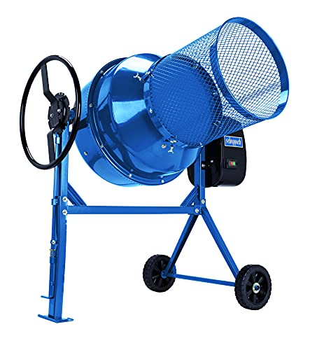 Scheppach Betonmischer MIX180 Betonmischmaschine + Siebtrommel (180L Fassungsvermögen, 800W Mörtelmischer, Rastscheibenarretierung über Fußbedienung, Zementmischer mit Gußzahnkranz und Kompostsieb) von Scheppach