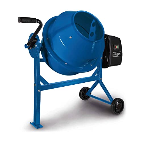 Scheppach Betonmischer MIX65 | 230V 220W | 63L / 55kg Fassungsvermögen | Drehzahl 27,5 U/min | 26 cm Trommelöffnung | langlebig und robust | Kompakt und leicht | Mörtelmischer inkl. Fahrvorrichtung von Scheppach