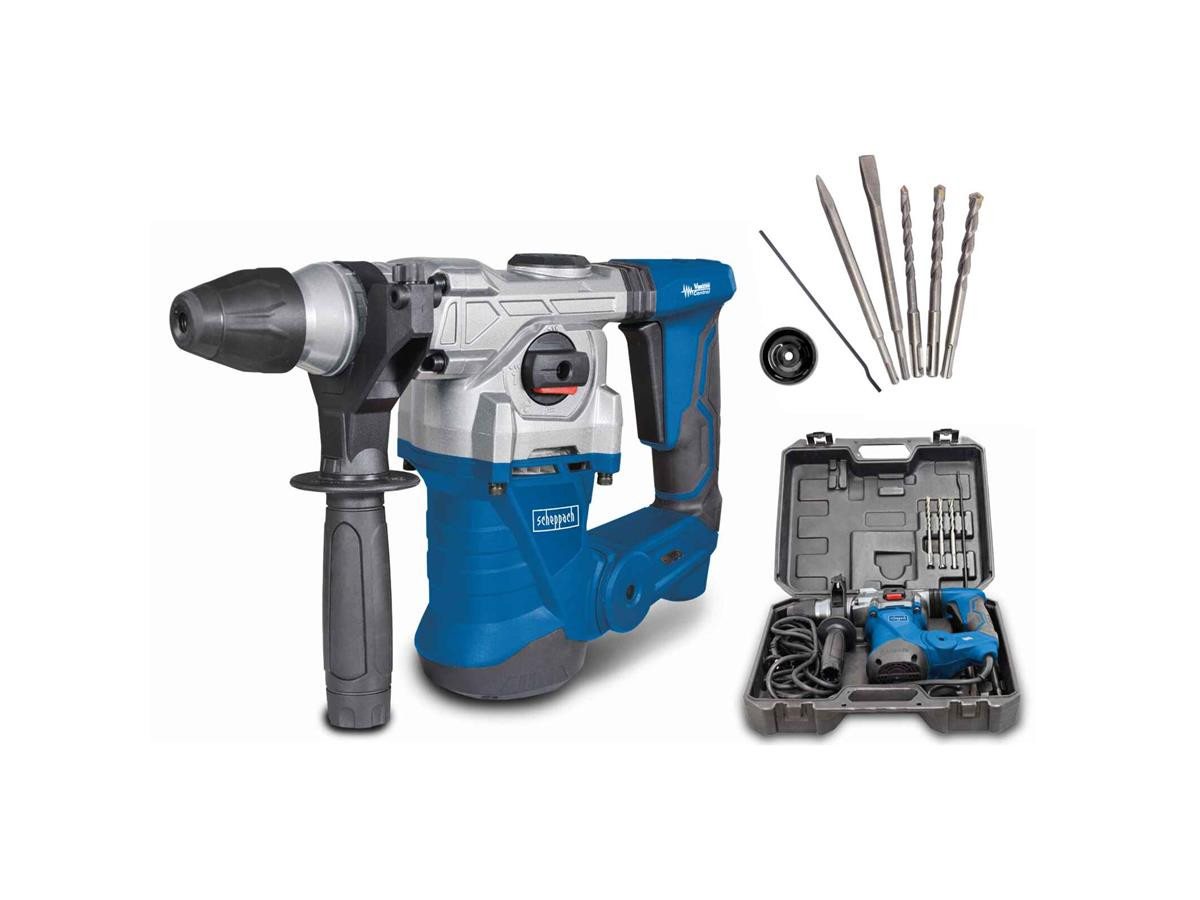 Scheppach Bohrhammer DH1300PLUS, 230 V, max. 850 U/min, (Set, 8-tlg), inkl. Tiefenanschlag von Scheppach