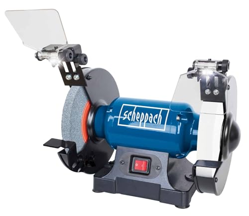 Scheppach Doppelschleifer SM200AL Schleifmaschine Schleifgerät | 500W Leistung | Verstellbarer Funkenschutz | Schleifscheibe 200mm Ø | inkl. Schlicht- und Schruppscheibe von Scheppach