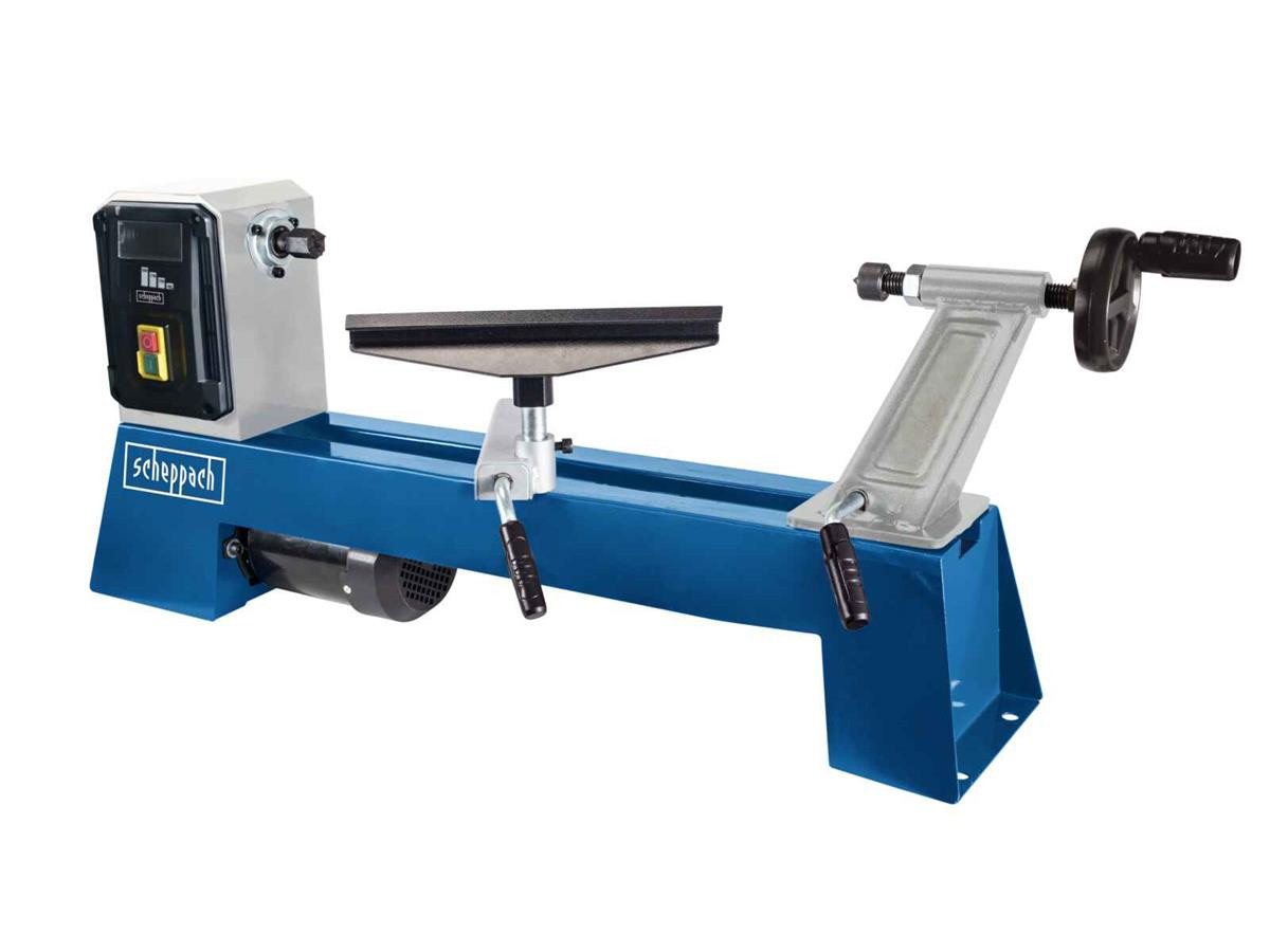 Scheppach Drechselbank DM500T, (Set, 4-tlg., mit Werkzeugauflage mit justierbarer Auflagefläche), inkl. Planscheibe und mit 2 Drechselbeiteln von Scheppach