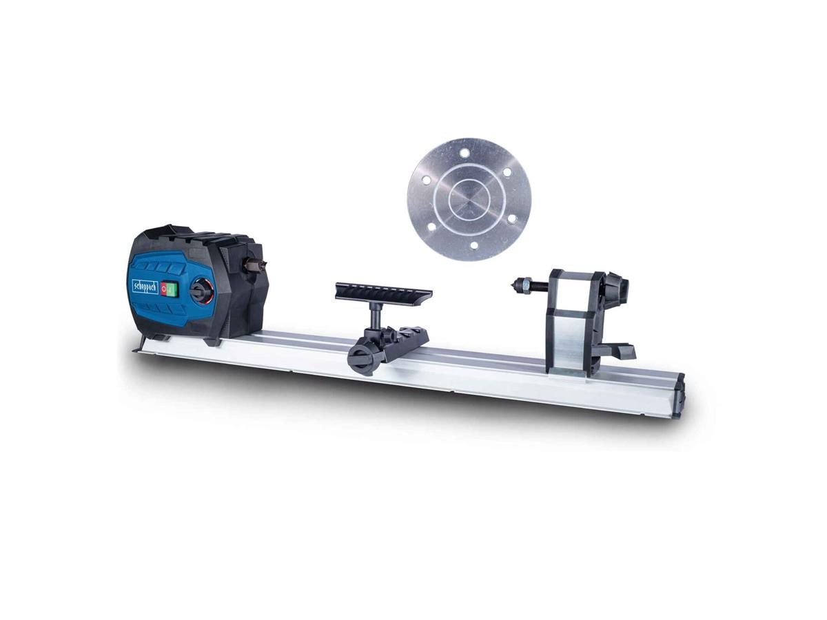 Scheppach Drechselbank DM600 VARIO, (Set, 5-tlg), Inkl. Ø 80 mm Planscheibe u. Werkzeugauflage (justierb. Auflagefläche) von Scheppach