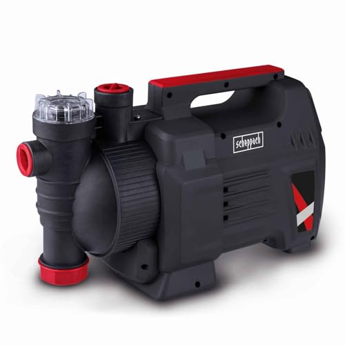 Scheppach Gartenpumpe GP1100JET Hauswasserpume | 1000W - 3800l/h Fördermenge | 3,6 bar Förderdruck | 8m Ansaughöhe - 36m Förderhöhe | inkl. Tragegriff | Brunnenpumpe Bewässerungspumpe Regenwasser von Scheppach