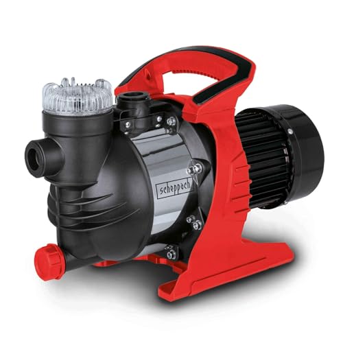 Scheppach Gartenpumpe GP1400JET Hauswasserpume | 1300W - 6000l/h Fördermenge | 4,8 bar Förderdruck | 8m Ansaughöhe - 48m Förderhöhe | inkl. Tragegriff | Brunnenpumpe Bewässerungspumpe Regenwasser von Scheppach