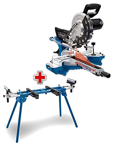 Scheppach HM254 Kappzugsäge mit Softstart & Laser - 2000W Leistung |Ø 255mm Sägeblatt | Schnittbreite/höhe: 340mm x 90mm | inkl. 2. Sägeblatt (HM254 + UMF1600) von Scheppach