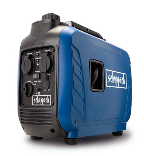 Scheppach Inverter Benzin Stromerzeuger SG2500i Stromgenerator Notstromaggregat | mit Invertertechnik für sensibler Elektronik | 2000W Leistung | Steckdosen 2x 230V / 2x USB Typ A | 64,1dB Generator von Scheppach