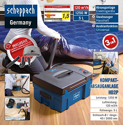 Scheppach Kompakt-Absauganlage Absaugsystem 3in1 HD2P von Scheppach