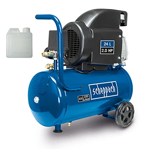 Scheppach Kompressor HC26 Druckluftkompressor | 220 l/min Ansaugleistung | 24L Kessel | 1500W | 8 bar Arbeitsdruck | ölgeschmiert und langliebig | mit Griff & Fahrvorrichtung | inkl. Kompressor Öl Scheppach Kompressor HC26 Druckluftkompressor | 220 l/min Ansaugleistung | 24L Kessel | 1500W | 8 bar Arbeitsdruck | ölgeschmiert und langliebig | mit Griff & Fahrvorrichtung | inkl. Kompressor Öl von Scheppach