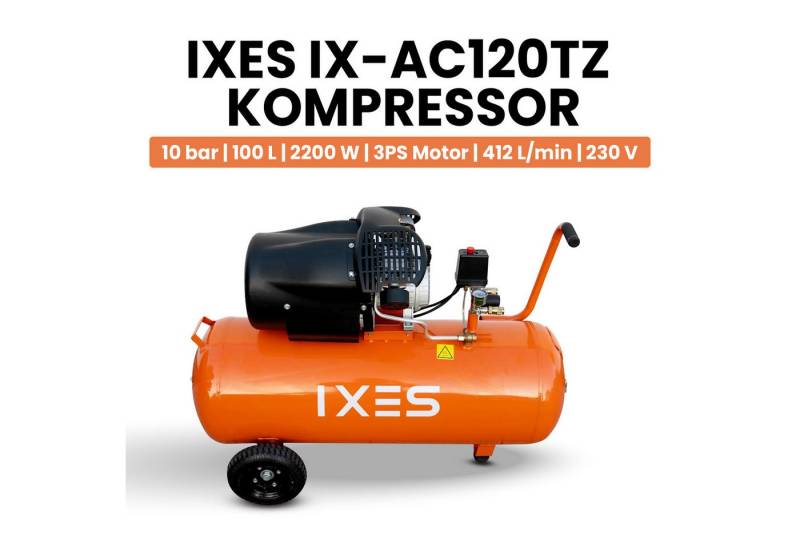 Scheppach Kompressor IXES Kompressor 100L Luftkompressor 10 bar Druckluft 3PS 412L/min, 2200 W, max. 10 bar, 100 l von Scheppach