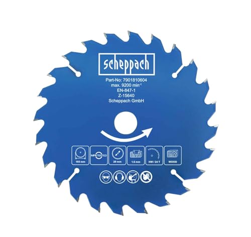 Scheppach Kreissägeblatt Ø 165 x 20 x 1 x 1,6 mm | Z 24 | Handkreissägeblatt | für Scheppach Akku-Handkreissägen C-HCS165-X + BC-HCS165-X Scheppach Kreissägeblatt Ø 165 x 20 x 1 x 1,6 mm | Z 24 | Handkreissägeblatt | für Scheppach Akku-Handkreissägen C-HCS165-X + BC-HCS165-X von Scheppach