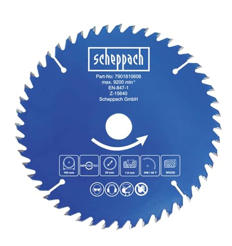 Scheppach Kreissägeblatt Ø 165 x 20 x 1 x 1,6 mm | Z 48 | Handkreissägeblatt | für Scheppach Akku-Handkreissägen C-HCS165-X + BC-HCS165-X Scheppach Kreissägeblatt Ø 165 x 20 x 1 x 1,6 mm | Z 48 | Handkreissägeblatt | für Scheppach Akku-Handkreissägen C-HCS165-X + BC-HCS165-X von Scheppach