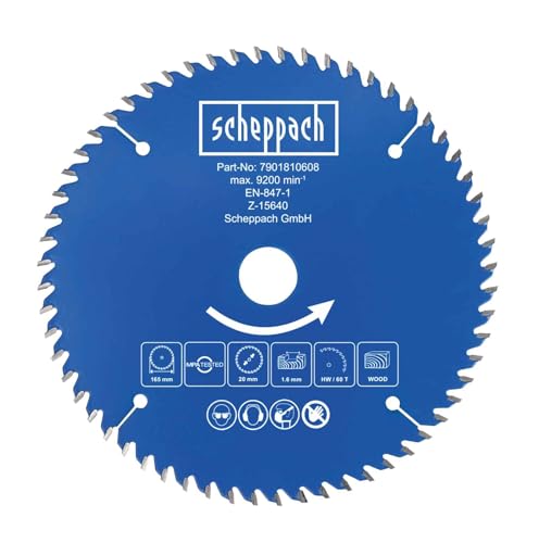 Scheppach Kreissägeblatt Ø 165 x 20 x 1 x 1,6 mm | Z 60 | Handkreissägeblatt | für Scheppach Akku-Handkreissägen C-HCS165-X + BC-HCS165-X Scheppach Kreissägeblatt Ø 165 x 20 x 1 x 1,6 mm | Z 60 | Handkreissägeblatt | für Scheppach Akku-Handkreissägen C-HCS165-X + BC-HCS165-X von Scheppach