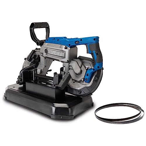 Scheppach MBS1200 Metallbandsäge Metallsäge Bandsäge mit 2. Sägeband | 1100W Leistung | Schnitthöhe bis 127mm & Rohrschnitt bis Ø80mm | abnehmbarer Arbeitstisch | LED-Licht | Vario-Speed 0,7-2,4 m/s von Scheppach