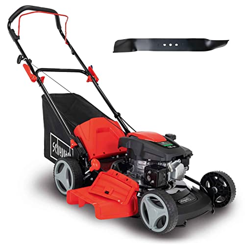 Scheppach MP150-46 Benzin Rasenmäher - 46cm Schnittbreite | 3,5 PS | 7-fache Schnitthöhenverstellung | 55 Liter Fangkorb | Seitenauswurf | Mulchfunktion | Reinigungsfunktion | inkl. 2. Messer von Scheppach
