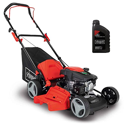 Scheppach MP150-46 Benzin Rasenmäher - 46cm Schnittbreite | 3,5 PS | 7-fache Schnitthöhenverstellung | 55 Liter Fangkorb | Seitenauswurf | Mulchfunktion | Reinigungsfunktion | mit Motoröl von Scheppach
