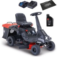 Benzin-Aufsitzrasenmäher MR235-61 Scheppach 6,0PS 61cm Schnittbreite 150L Korb led Leuchte E-Start 4 Vorwärtsgänge inkl. Öl & Motorhaube von Scheppach