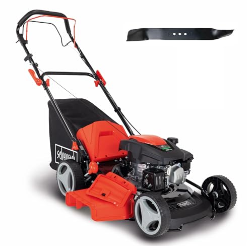Scheppach MS161-46 Benzin Rasenmäher - 46 cm Schnittbreite | 55 Liter Fangkorb | Stahlgehäuse | 7-stufige Höhenverstellung | Mulchfunktion | Radantrieb | Seitenauswurf | inkl. Ersatzmesser von Scheppach