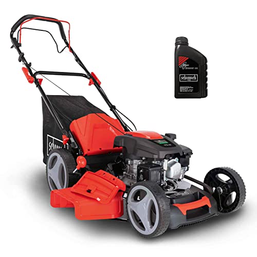 Scheppach MS173-51 Benzin Rasenmäher inkl. Öl - 51cm Schnittbreite | Reinigungsfunktion | 65 Liter Fangkorb | Stahlgehäuse | 7-stufige Höhenverstellung | Mulchfunktion | Radantrieb | Seitenauswurf von Scheppach