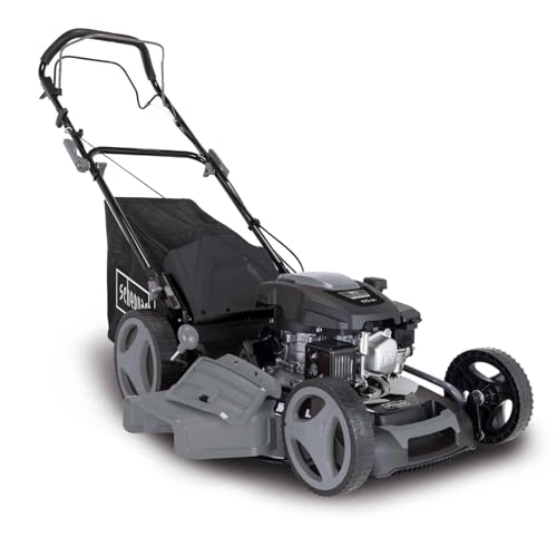 Scheppach MS173-51B Black Edition Rasenmäher Benzin - 51cm Schnittbreite | Reinigungsfunktion | 65 Liter Fangkorb | Stahlgehäuse | 7-stufige Höhenverstellung | Mulchfunktion | Antrieb | Seitenauswurf von Scheppach