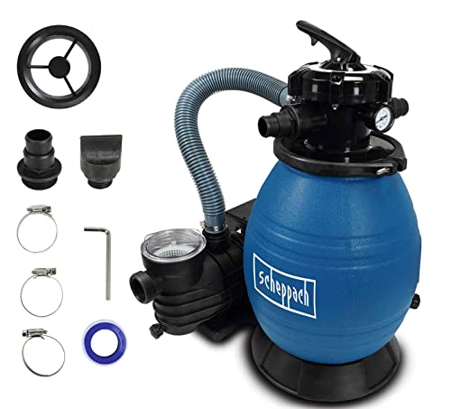 Scheppach PSFA26 Sandfilteranlage 13.800 l/h Sandfilterpumpe Poolpumpe | 32/38 mm Anschluss | 26L Tank | 5in1 - Multifunktionspumpe | 400W | geeignet für Quarzsand & Filterballs | Pool Filteranlage von Scheppach